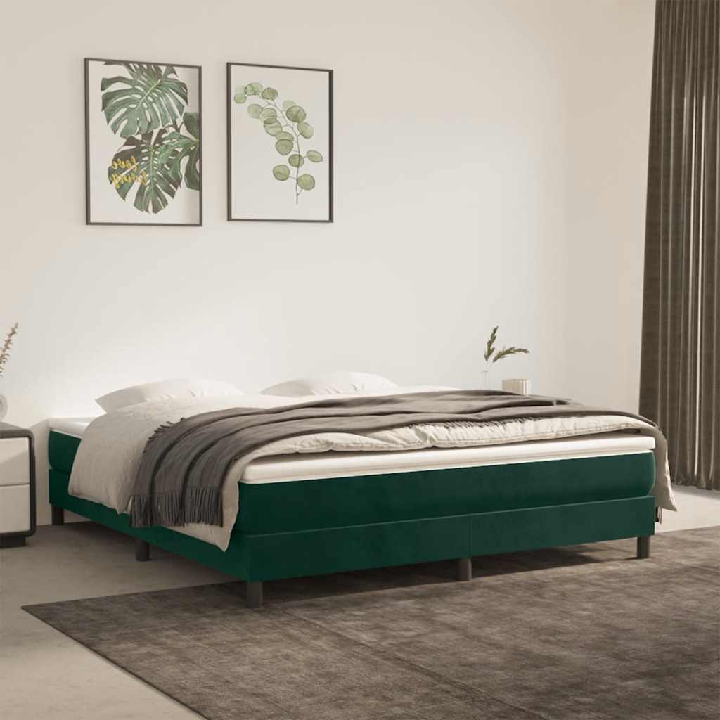 Struttura Letto a Rete a Molle Verde Scuro 160x200 cm in Velluto | homemem39