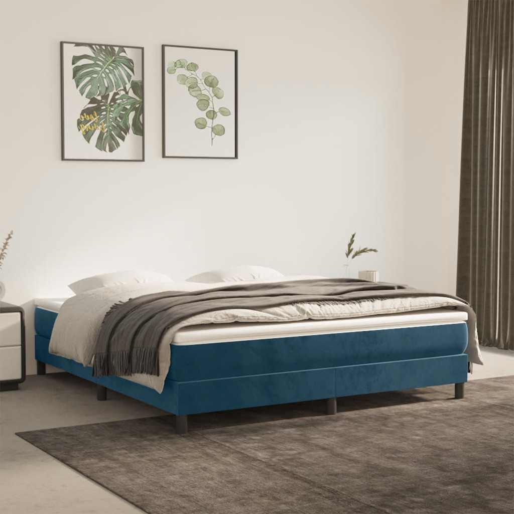 Struttura Letto a Rete a Molle Blu Scuro 180x200 cm in Velluto | homemem39