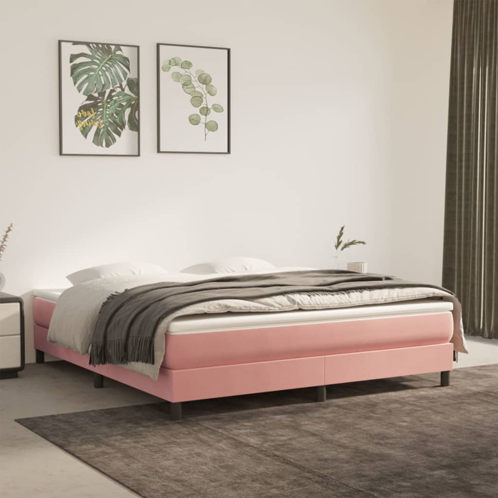 Struttura Letto a Rete a Molle Rosa 180x200 cm in Velluto | homemem39