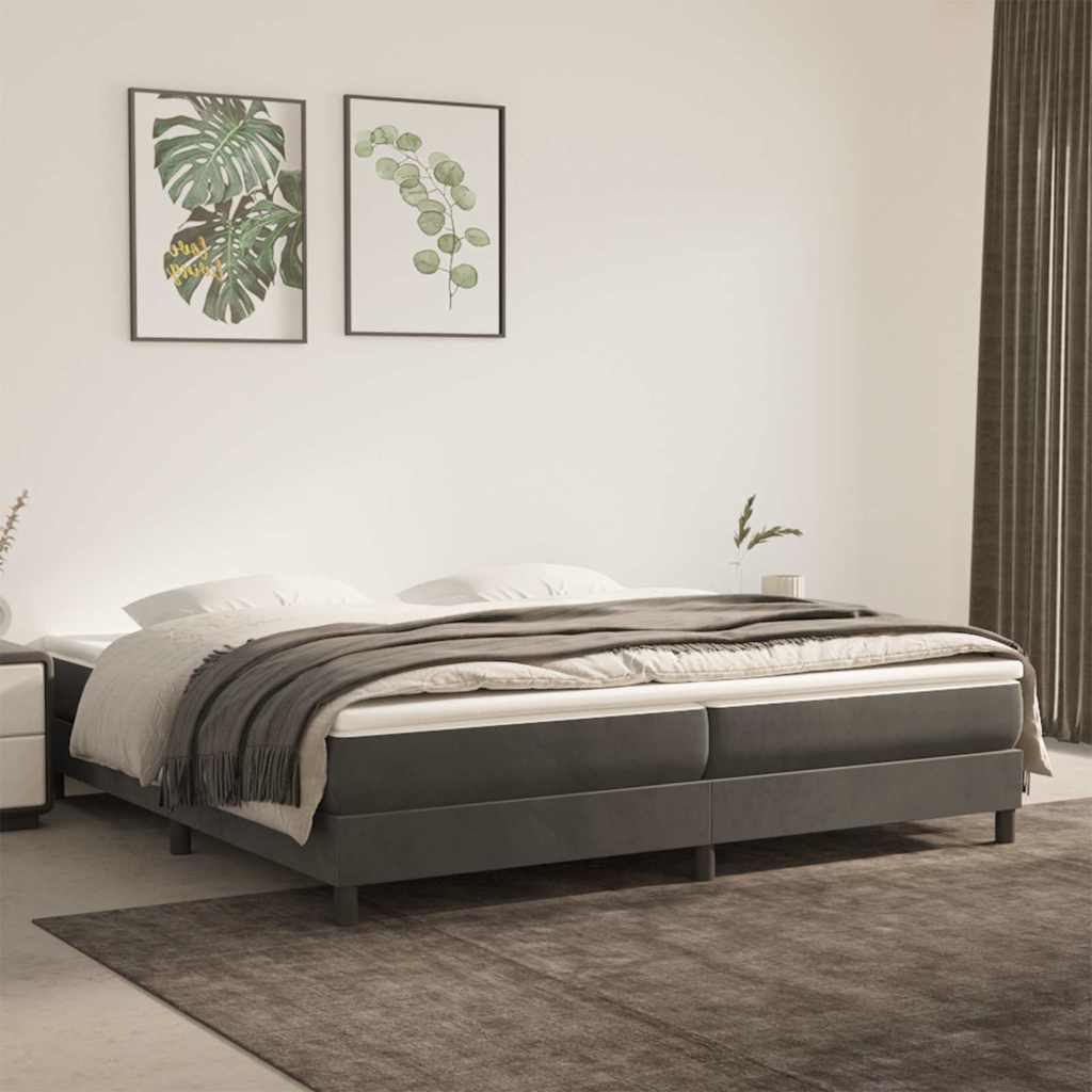 Struttura Letto a Rete a Molle Grigio Scuro 200x200 cm Velluto
