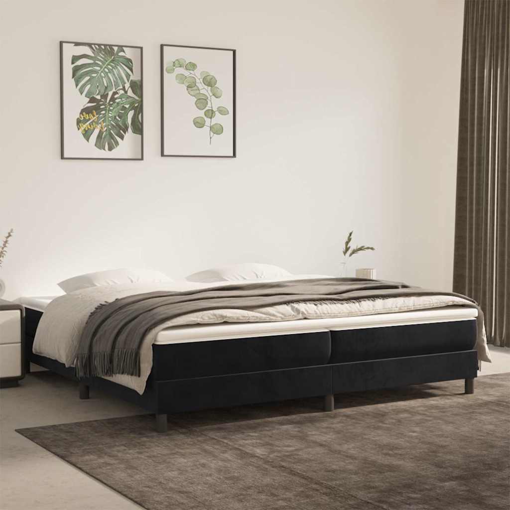Struttura Letto a Rete a Molle Nero 200x200 cm in Velluto