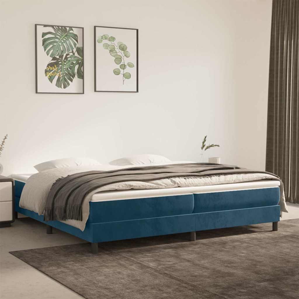 Struttura Letto a Rete a Molle Blu Scuro 200x200 cm in Velluto
