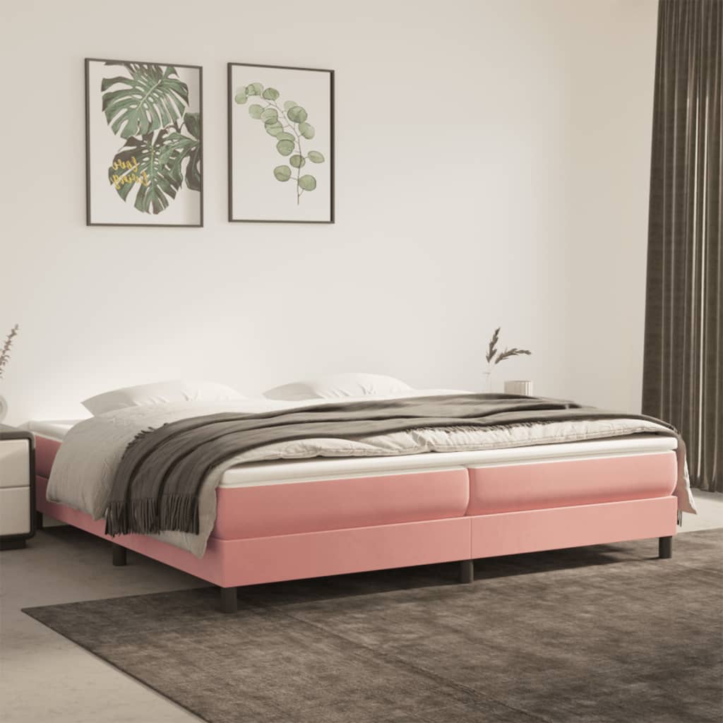 Struttura Letto a Rete a Molle Rosa 200x200 cm in Velluto | homemem39