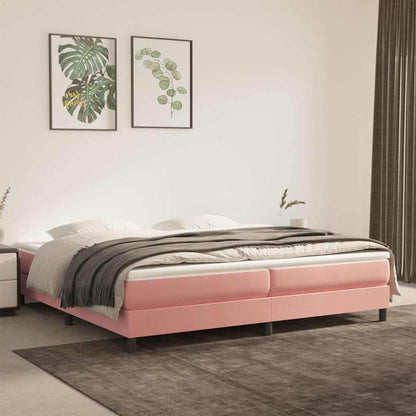 Struttura Letto a Rete a Molle Rosa 200x200 cm in Velluto