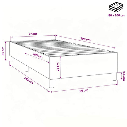 Struttura Letto a Rete a Molle Grigio Scuro 80x200 cm Tessuto