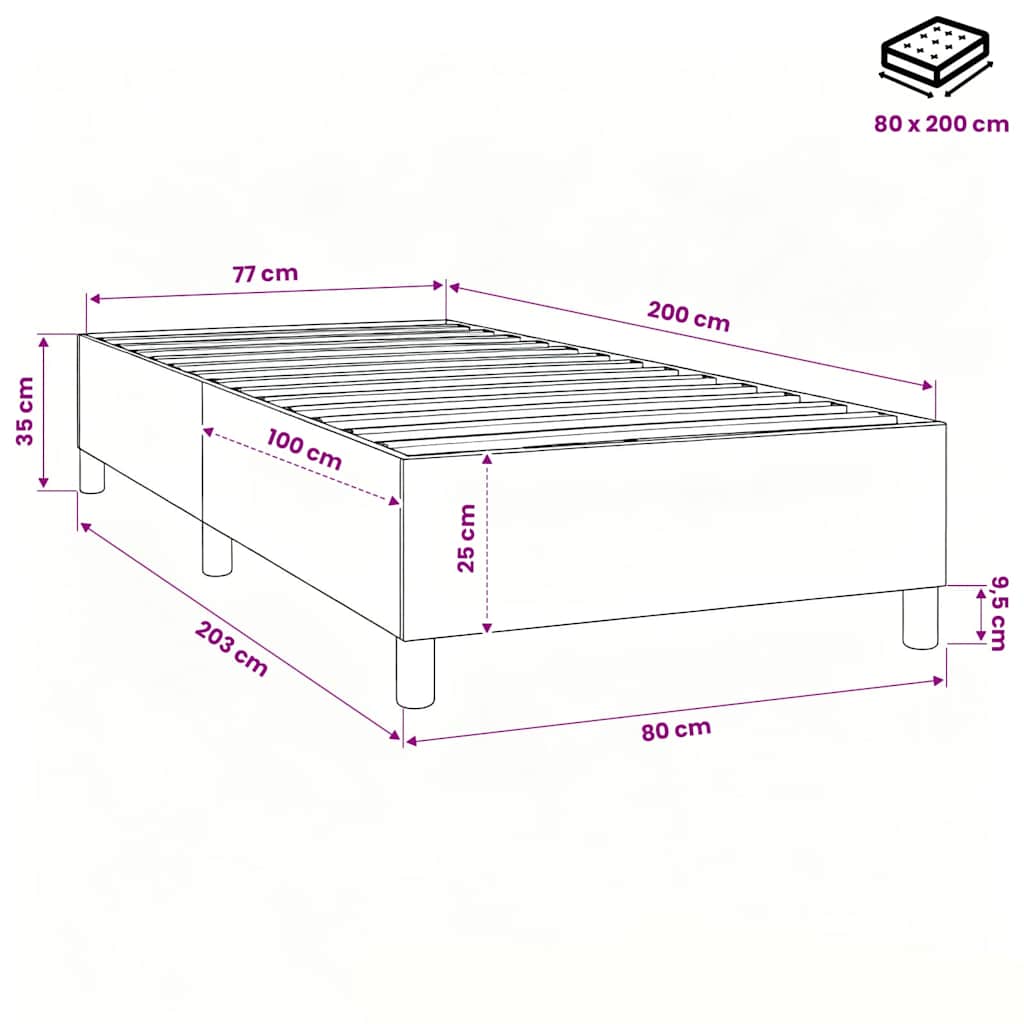 Struttura Letto a Rete a Molle Marrone Scuro 80x200 cm Tessuto