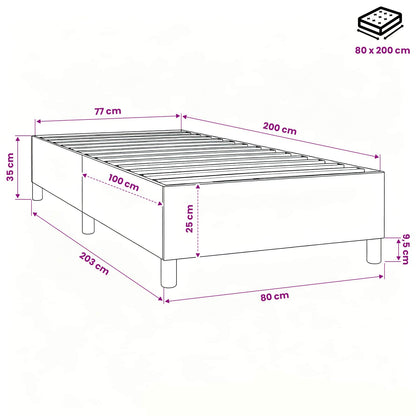 Struttura Letto a Rete a Molle Marrone Scuro 80x200 cm Tessuto