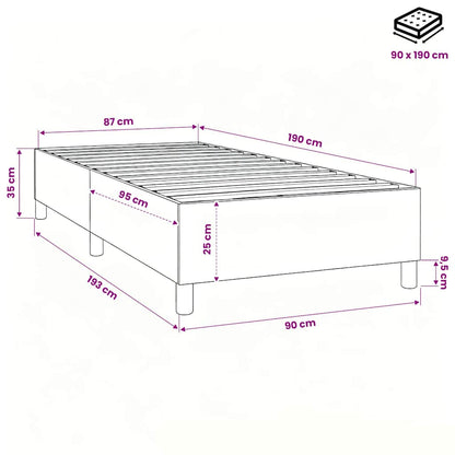 Struttura Letto a Rete a Molle Blu 90x190 cm in Tessuto