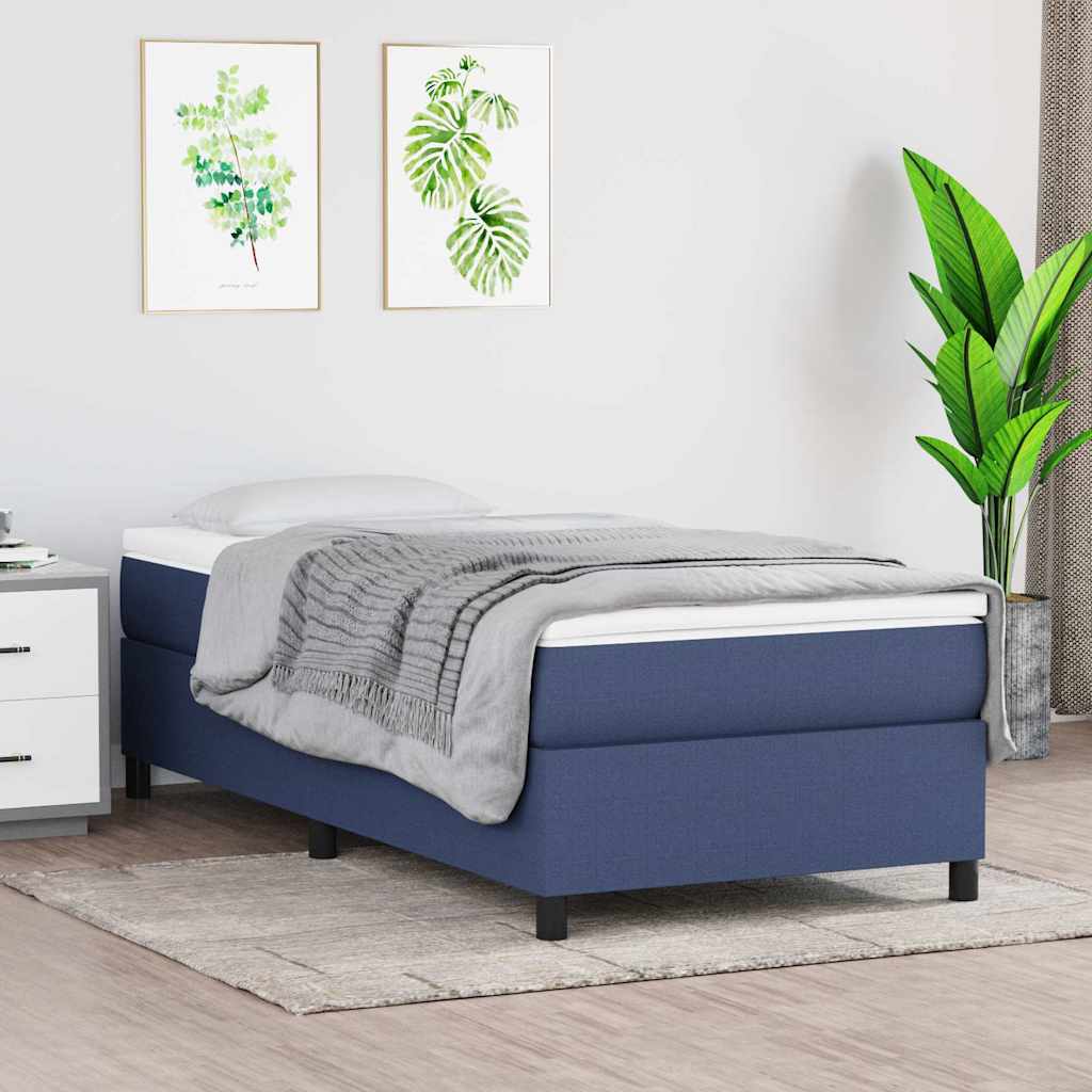 Struttura Letto a Rete a Molle Blu 90x190 cm in Tessuto