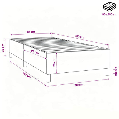 Struttura Letto a Rete a Molle Blu 90x190 cm in Tessuto