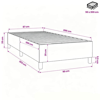 Struttura Letto a Rete a Molle Tortora 90x200 cm Tessuto