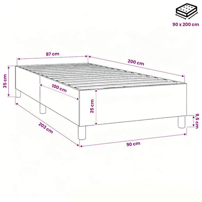 Struttura Letto a Rete a Molle Blu 90x200 cm in Tessuto