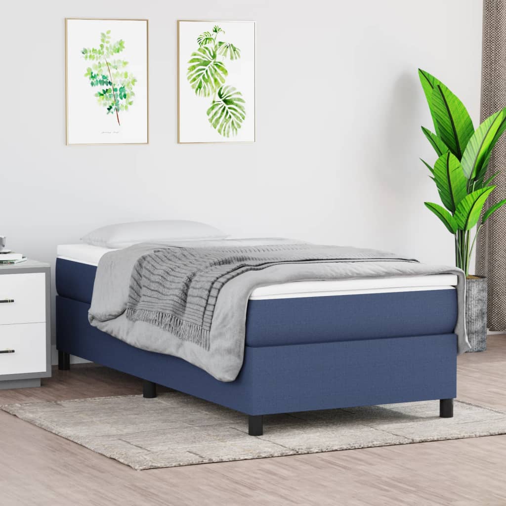 Struttura Letto a Rete a Molle Blu 90x200 cm in Tessuto | homemem39