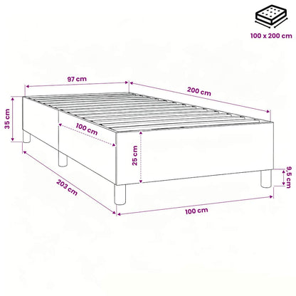 Struttura Letto a Rete a Molle Marrone Scuro 100x200 cm Tessuto