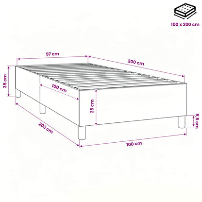 Struttura Letto a Rete a Molle Marrone Scuro 100x200 cm Tessuto