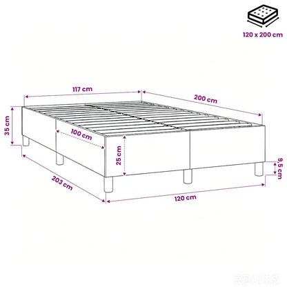 Struttura Letto a Rete a Molle Nero 120x200 cm Tessuto