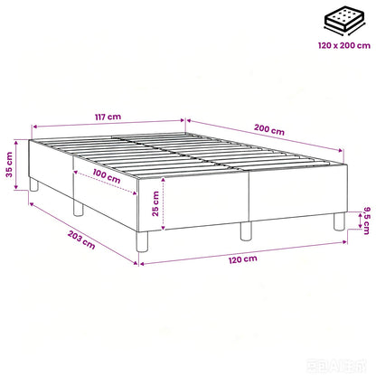 Struttura Letto a Rete a Molle Blu 120x200 cm in Tessuto