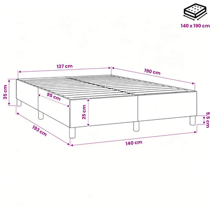 Struttura Letto a Rete a Molle Grigio Scuro 140x190 cm Tessuto