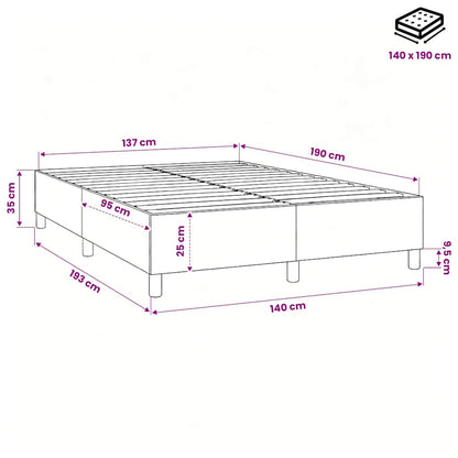 Struttura Letto a Rete a Molle Marrone Scuro 140x190 cm Tessuto