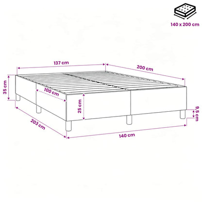Struttura Letto a Rete a Molle Marrone Scuro 140x200 cm Tessuto
