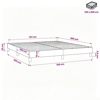 Struttura Letto a Rete a Molle Nero 160x200 cm in Tessuto