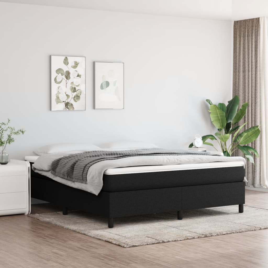 Struttura Letto a Rete a Molle Nero 160x200 cm in Tessuto | homemem39