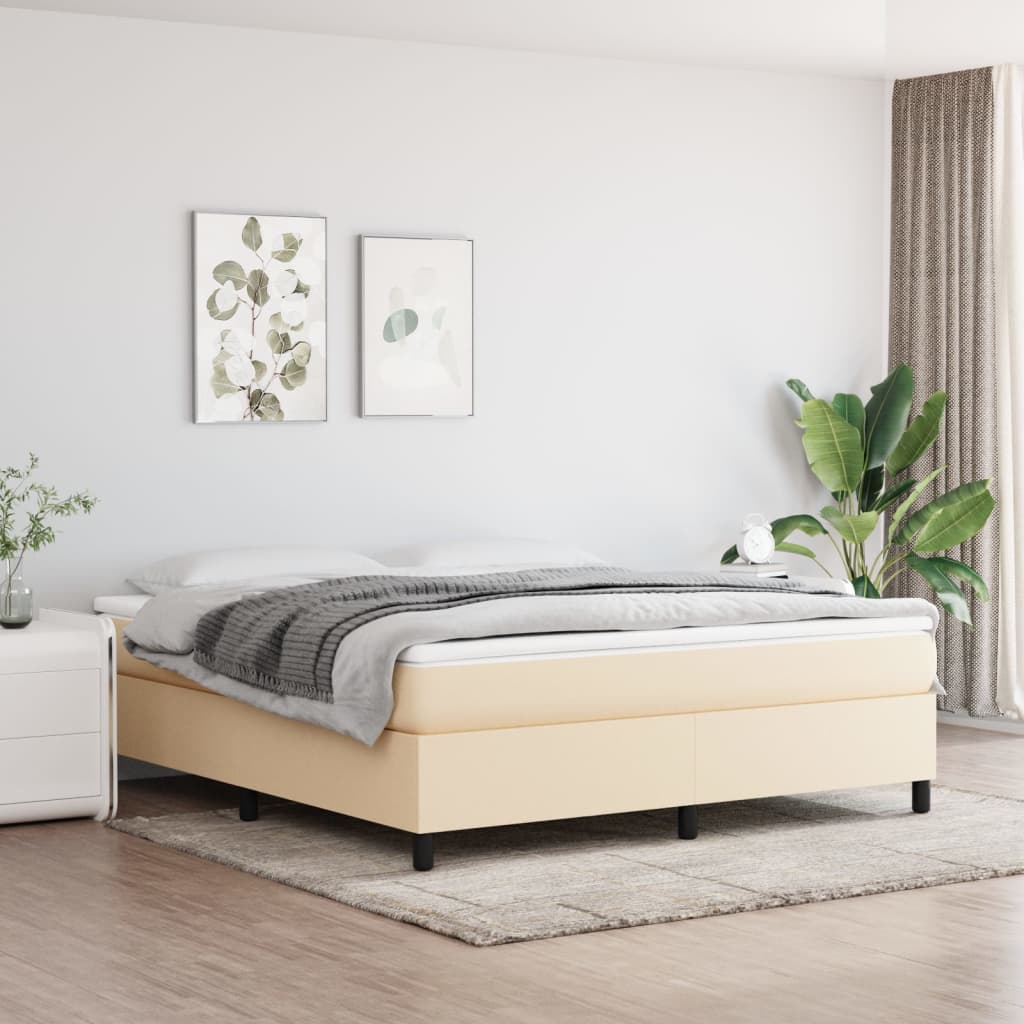 Struttura Letto a Rete a Molle Crema 160x200 cm in Tessuto | homemem39