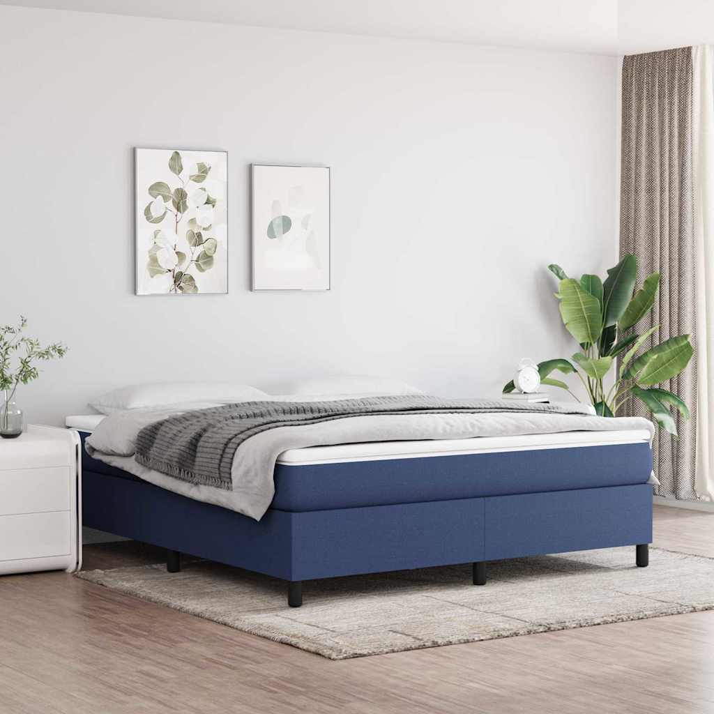 Struttura Letto a Rete a Molle Blu 160x200 cm in Tessuto