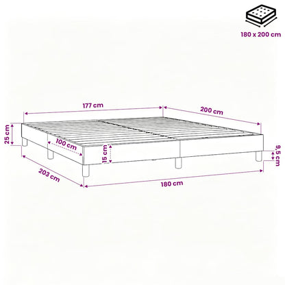 Struttura Letto a Rete a Molle Blu 180x200 cm in Tessuto