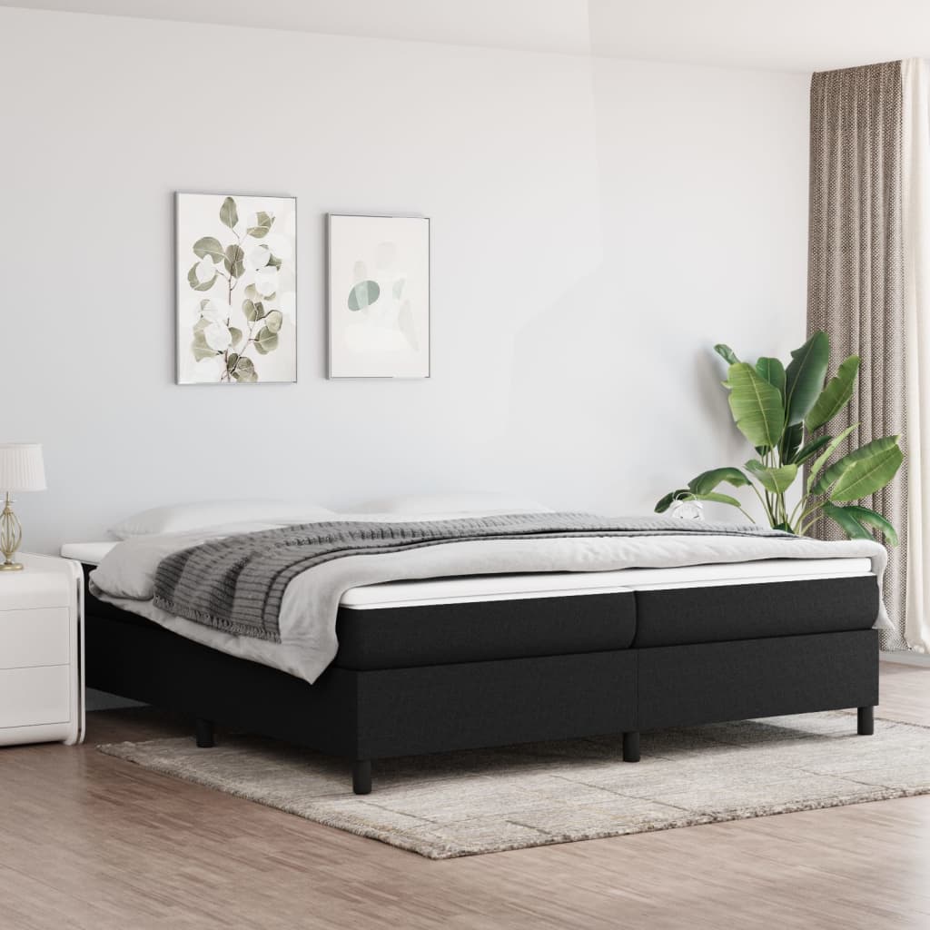 Struttura Letto a Rete a Molle Nero 200x200 cm in Tessuto | homemem39