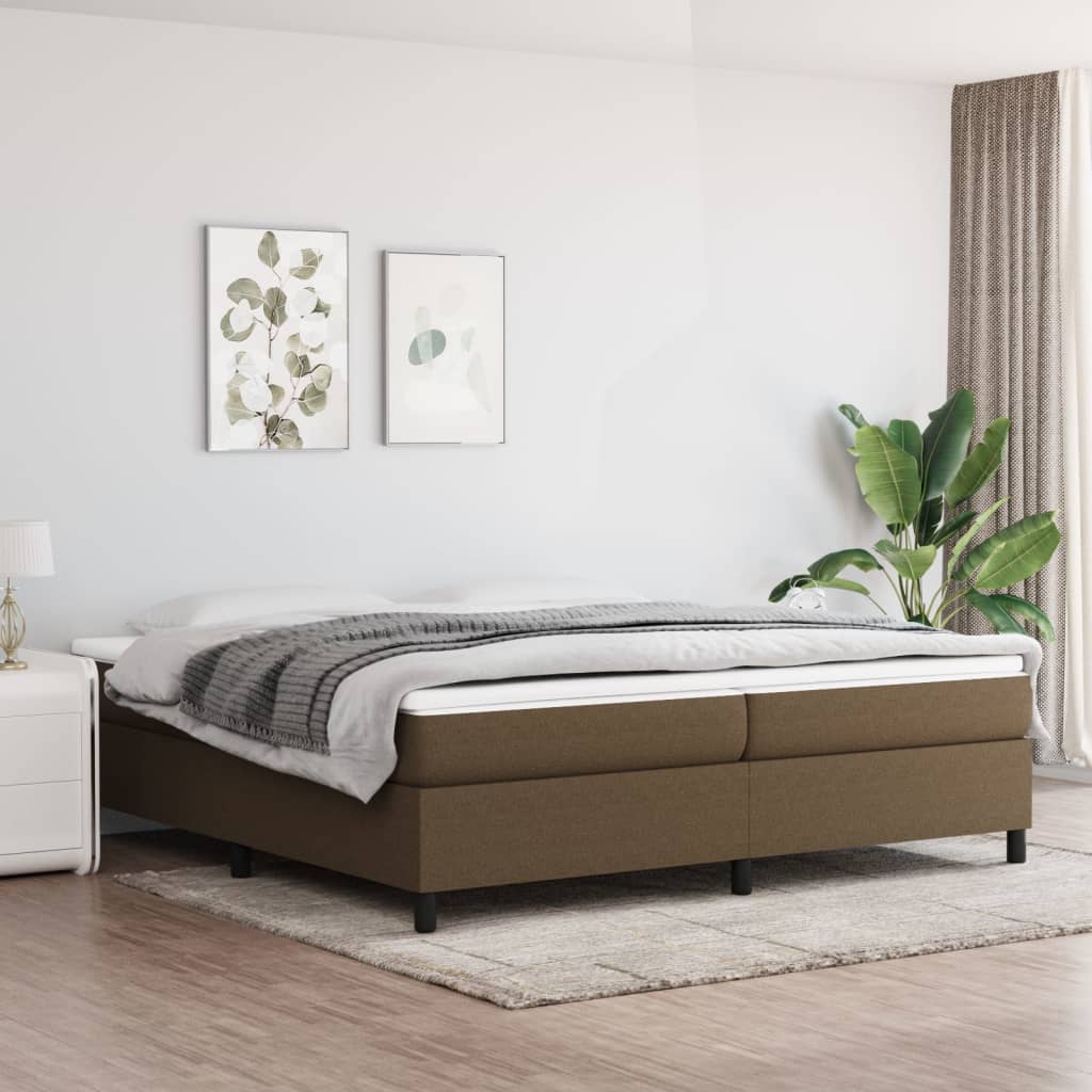 Struttura Letto a Rete a Molle Marrone Scuro 200x200 cm in Tessuto | homemem39