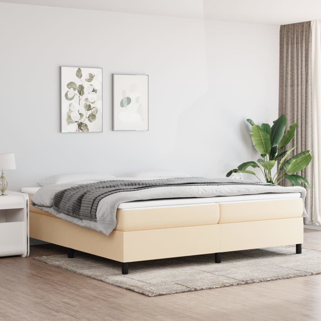 Struttura Letto a Rete a Molle Crema 200x200 cm in Tessuto | homemem39