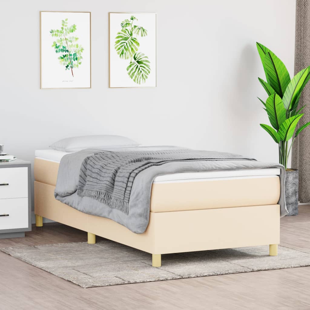 Struttura Letto a Rete a Molle Crema 90x200 cm in Tessuto | homemem39