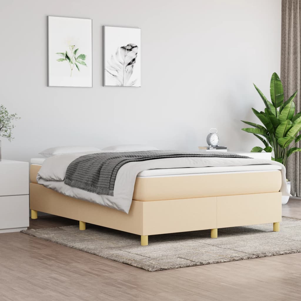 Struttura Letto a Rete a Molle Crema 140x200 cm in Tessuto | homemem39