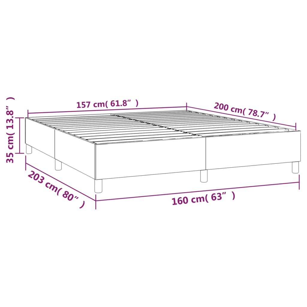 Struttura Letto a Rete a Molle Marrone Scuro 160x200 cm Tessuto