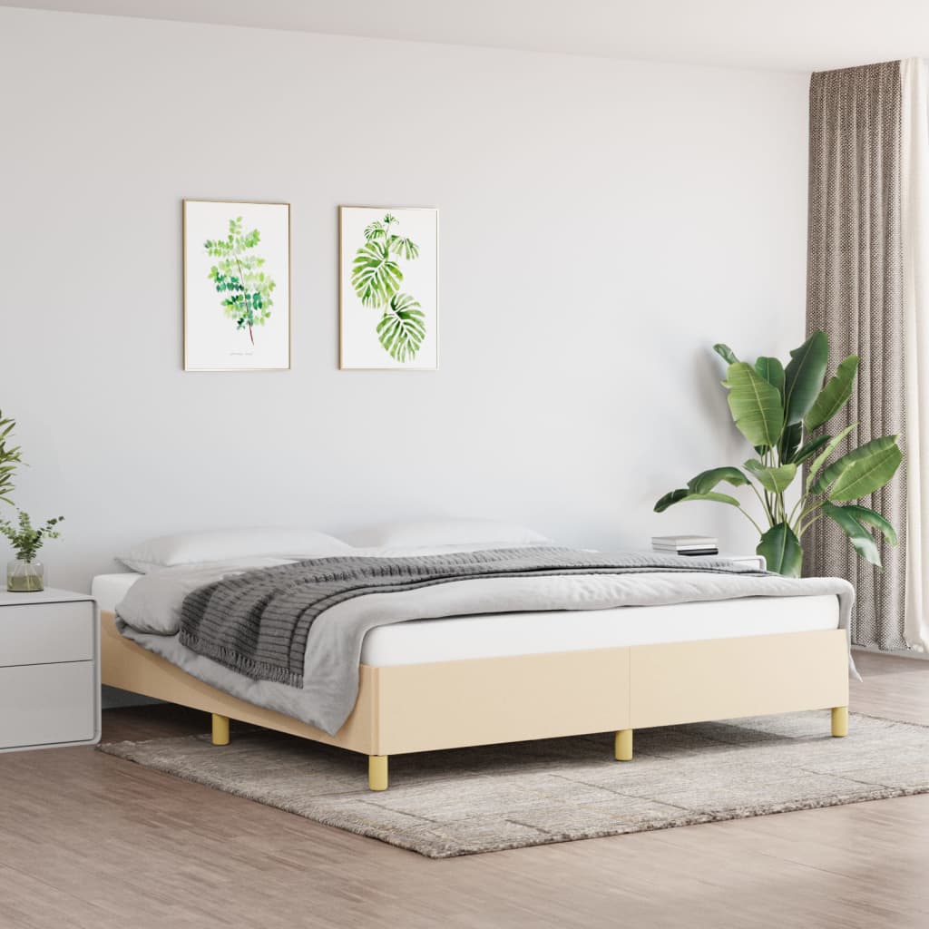 Struttura Letto a Rete a Molle Crema 160x200 cm in Tessuto | homemem39