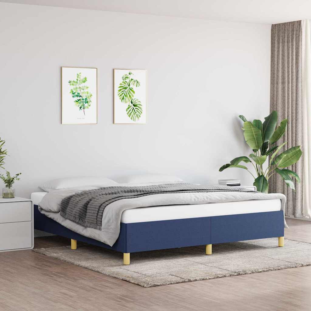 Struttura Letto a Rete a Molle Blu 180x200 cm in Tessuto