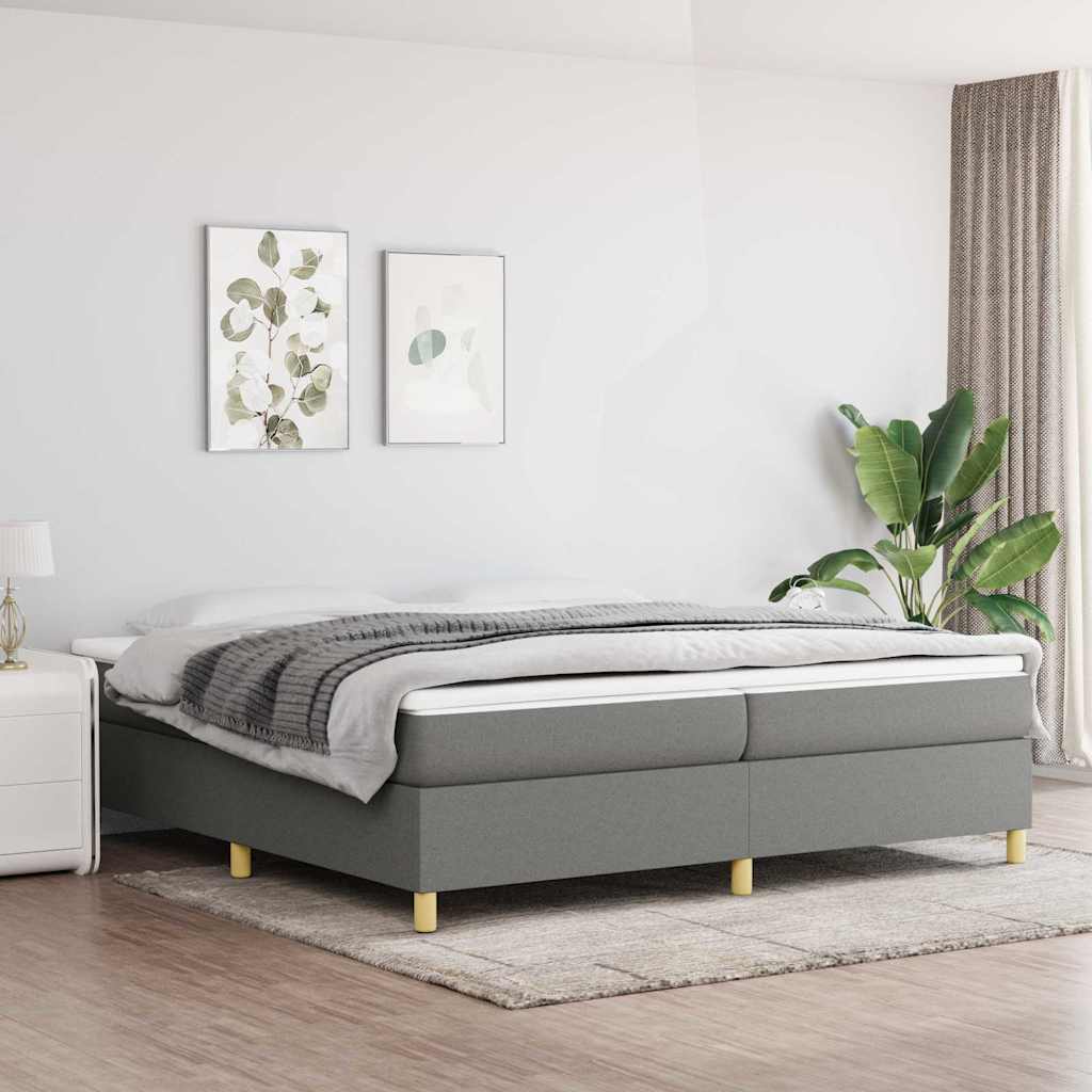 Struttura Letto a Rete a Molle Grigio Scuro 200x200 cm Tessuto