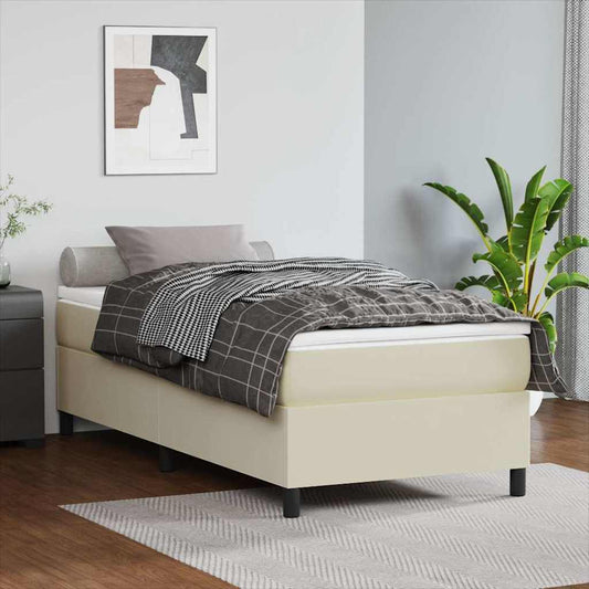 Struttura Letto a Rete a Molle Crema 80x200 cm in Similpelle