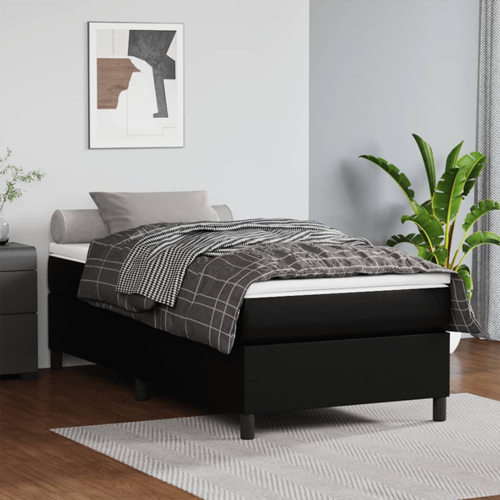 Struttura Letto a Rete a Molle Nero 90x190 cm in Similpelle | homemem39