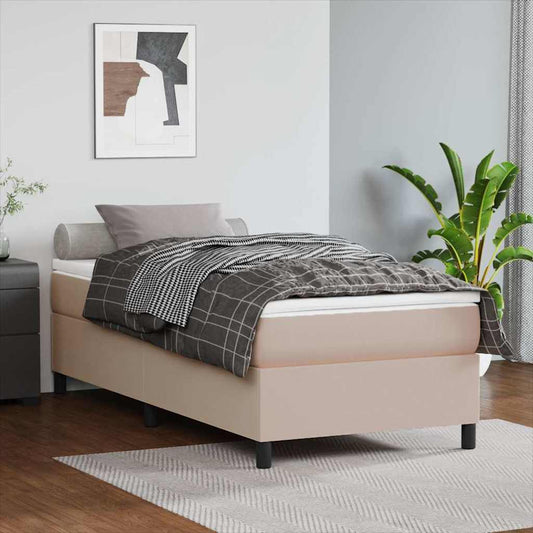 Struttura Letto a Rete a Molle Cappuccino 90x200 cm Similpelle