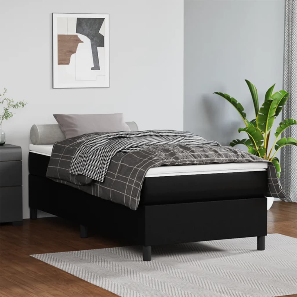 Struttura Letto a Rete a Molle Nero 100x200 cm in Similpelle - homemem39