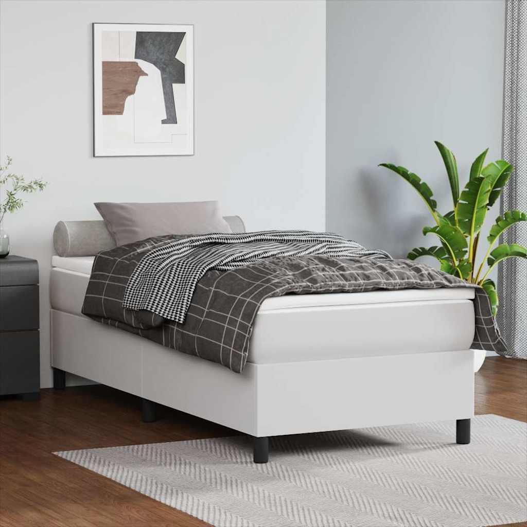Struttura Letto a Rete a Molle Bianco 100x200 cm in Similpelle