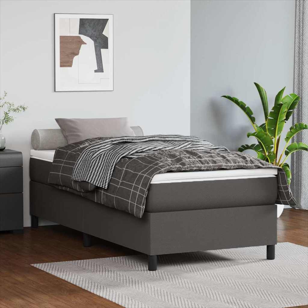 Struttura Letto a Rete a Molle Grigio 100x200 cm in Similpelle