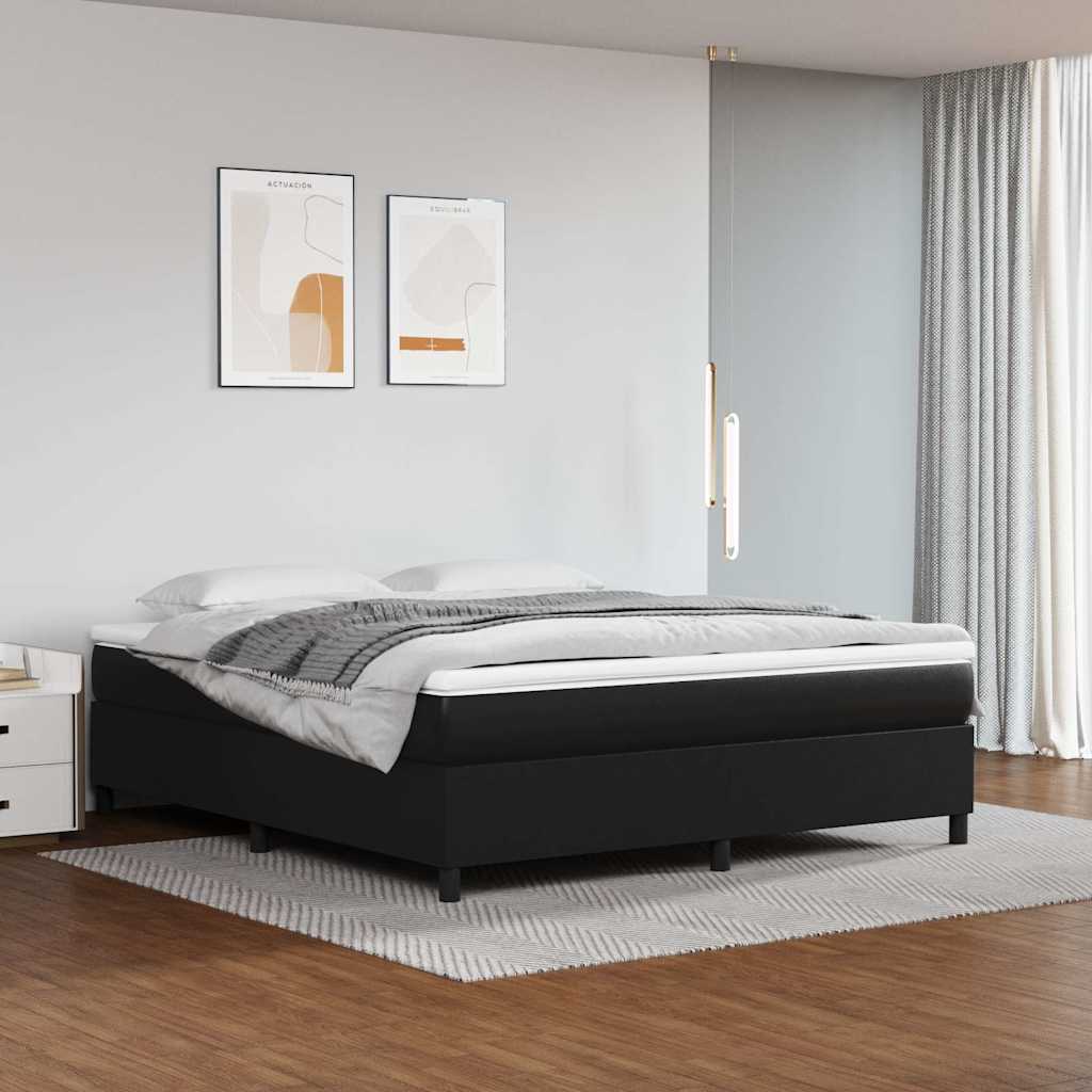 Struttura Letto a Rete a Molle Nero 160x200 cm in Similpelle