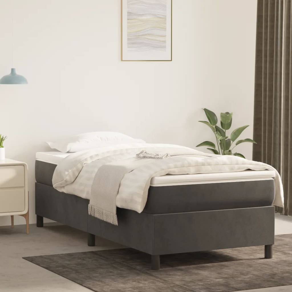 Struttura Letto a Rete a Molle Grigio Scuro 80x200 cm Velluto - homemem39