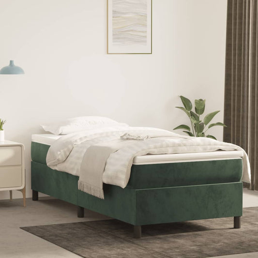 Struttura Letto a Rete a Molle Verde Scuro 90x190 cm in Velluto - homemem39
