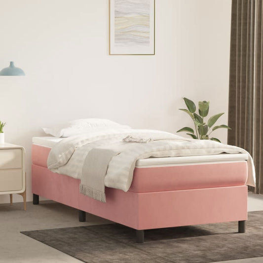 Struttura Letto a Rete a Molle Rosa 90x190 cm in Velluto - homemem39