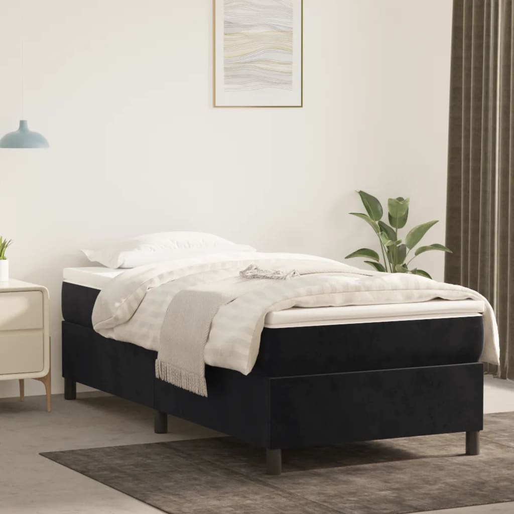 Struttura Letto a Rete a Molle Nero 90x200 cm in Velluto - homemem39