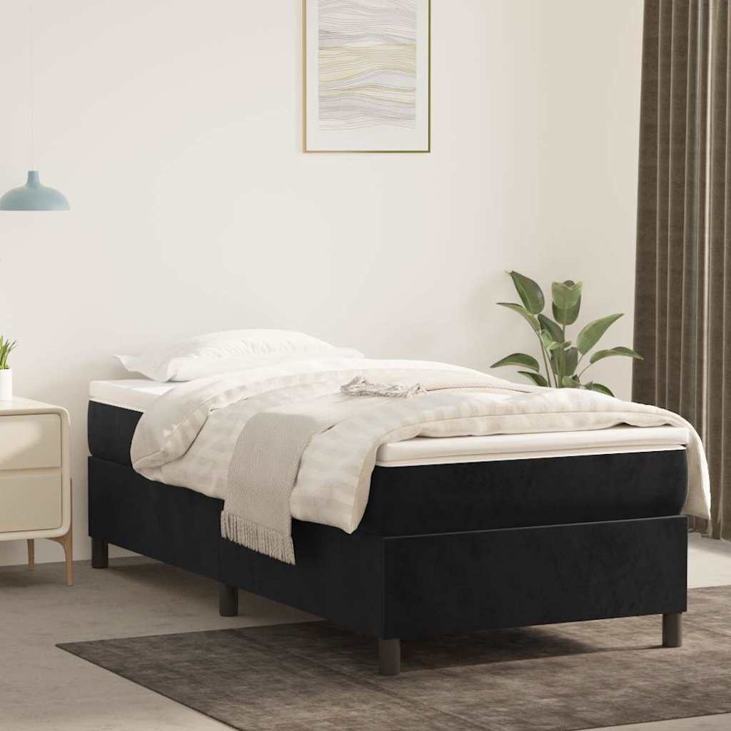 Struttura Letto a Rete a Molle Nero 90x200 cm in Velluto